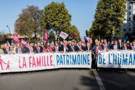 "La famille, patrimoine de l'humanité", sur une banderole de la manifestation en octobre 2016. ©IP3 PRES::MAXPPP:Aurelien Morissard
